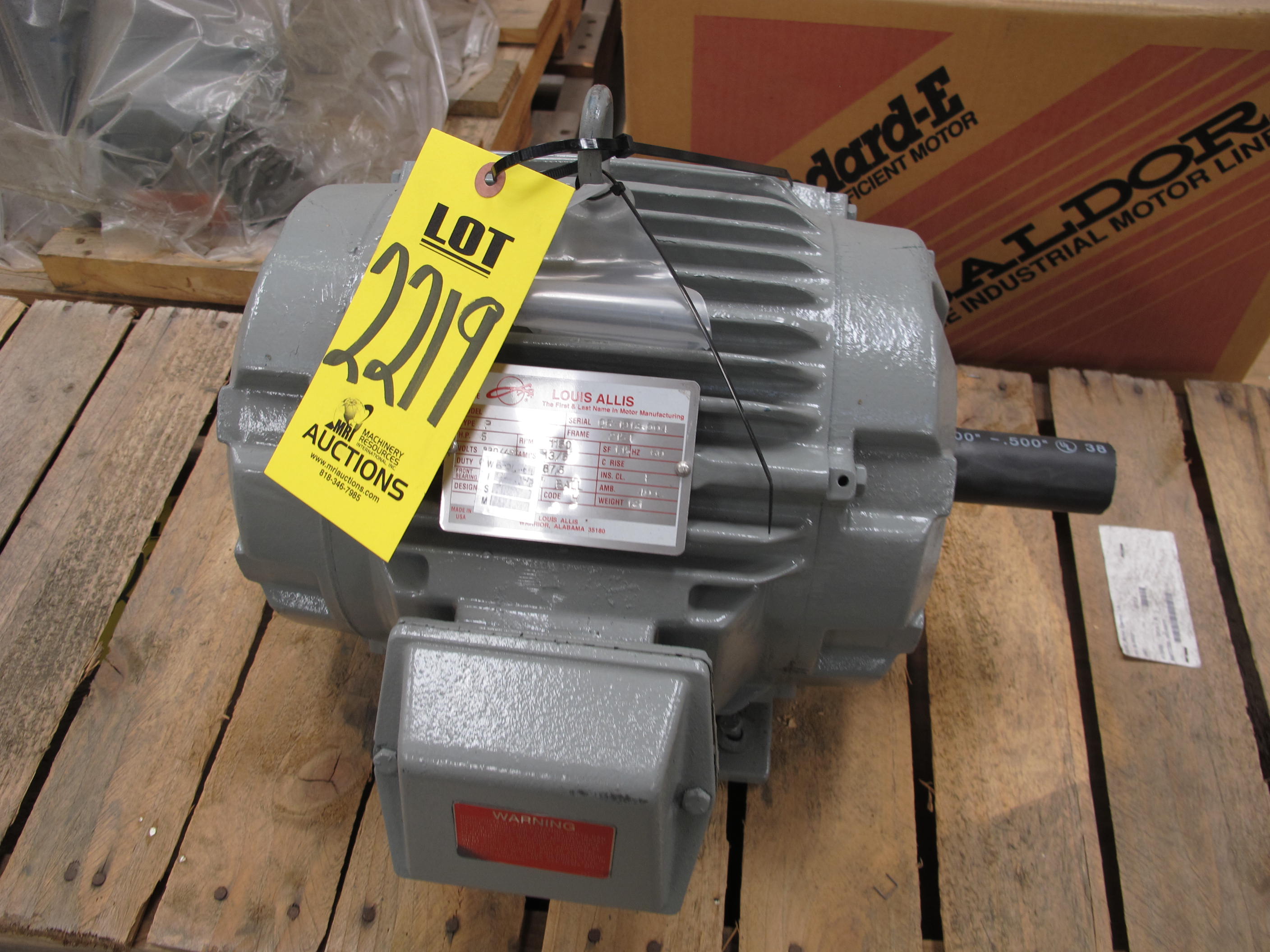 MOTOR, ELECTRIC TYPE, 5 HORSEPOWER, 230/460VAC ELEC RATING, 1200 RPM, L215T FRAME, TENV ENCLOSURE, CONTINUOUS DUTY, 1.15 SERVICE FACTOR. INCLUDES SPECIAL EPOXY PAINT AND PROTECTIVE COATING ON THE SHAFT BEHIND COUPLING (W-44) LOADING & HANDLING FEE $15-